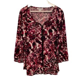 Liz Claiborne popover top with faux leather detailing 2X Preowned